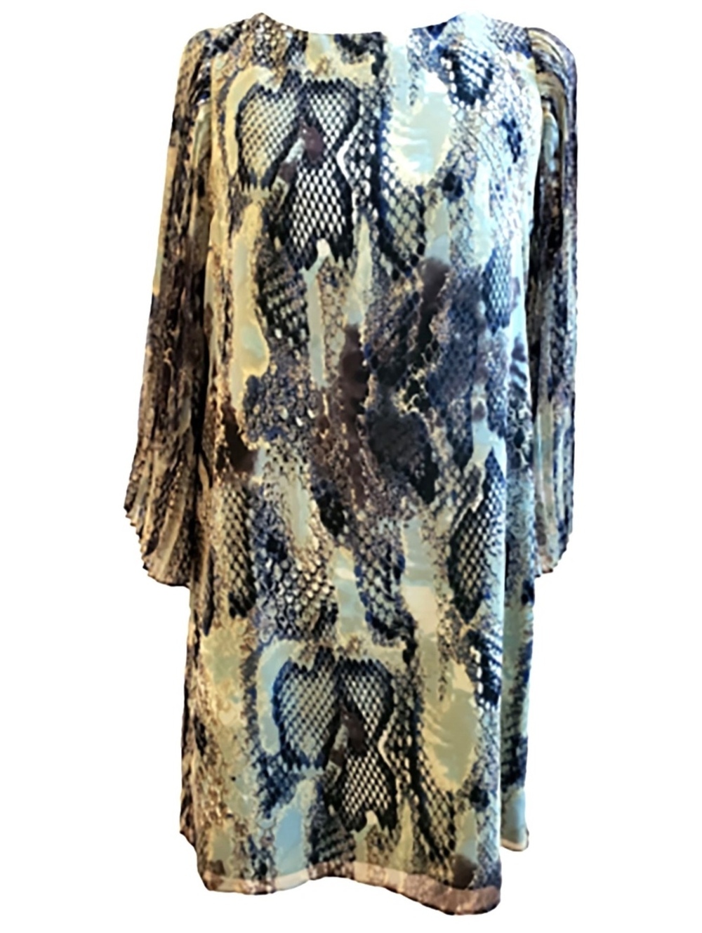 Miss Me MM Couture Snake Print Bell Sleeve Shift Dress Sz XS